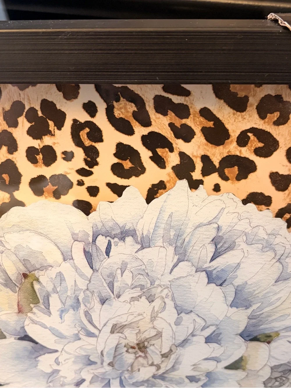 Fashion LV Black, Gold, White Leopard Floral Wall Art- 15” x 12 “